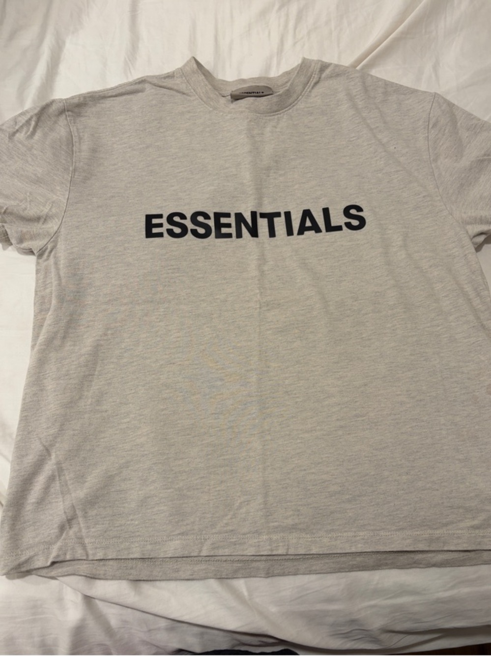 Essentials Light Gray Tee with Black Chest Logo